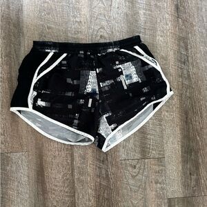 Under Armour Black Printed Athletic Shorts with White Trim